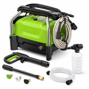 1900 PSI Electric Pressure Washer, 1.2 GPM Max Portable Power Washer with 25°, 40° & Turbo Nozzles, Soap Applicator, 20 FT Hose, 35 FT GFCI Cord for Cars, Patios, Decks & Windows