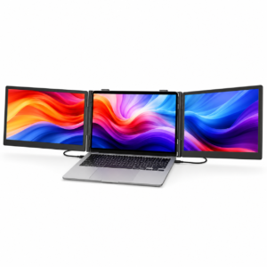 Laptop Screen Extender, Dual 14.1" Portable Monitor for 13–17" Laptops, 1080P FHD IPS Triple Screen Display, Ultra-Thin Lightweight Foldable Monitor Extender, Plug & Play USB-C/HDMI, for Windows, macOS, ChromeOS, Android & More