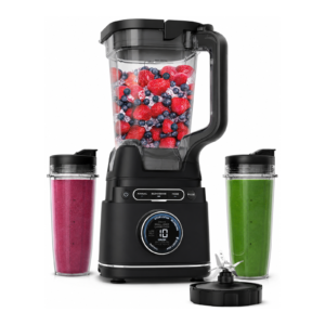 Full Size & Personal Blender System, 1800 Peak Watt Countertop Blender with 72 oz Pitcher, 2 x 24 oz To-Go Cups with Spout Lids, Smart Auto-Adjust Blending, Total Crushing Blades, 10 Speed Settings, Black