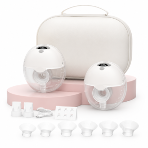 M5 Hands-Free Wearable Breast Pump, 2-Pack Portable Electric Breast Pump with Double-Sealed Flange, 3 Modes & 9 Suction Levels, Lightweight Discreet Pump, BPA-Free Silicone, 24mm Flange with 17/19/21mm Inserts, Carrying Case Included, Quill Gray
