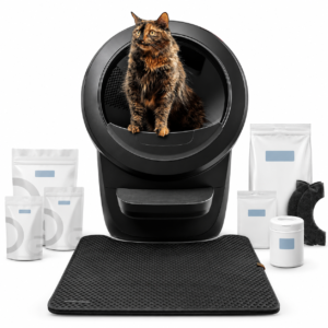 Litter-Robot 4 Accessory Bundle, Automatic Self-Cleaning Cat Litter Box with Litter-Catching Mat, 3 Odor Control Packs, 10 Waste Drawer Liners, 30 Cleaning Wipes & 2 Carbon Filters, Smart App Monitoring, Black